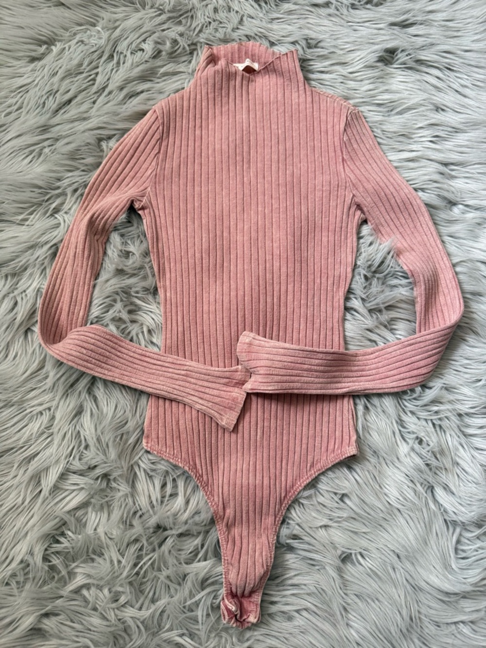 FREE PEOPLE Ribbed Long Sleeve Mock Neck Bodysuit Size Small